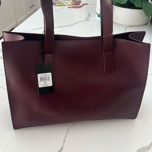 burgundy Rachel Zoe structured work bag tote